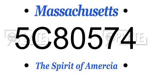 5C80574 Massachusetts License Plate