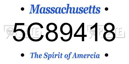 5C89418 Massachusetts License Plate