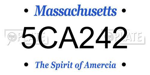 5CA242 Massachusetts License Plate