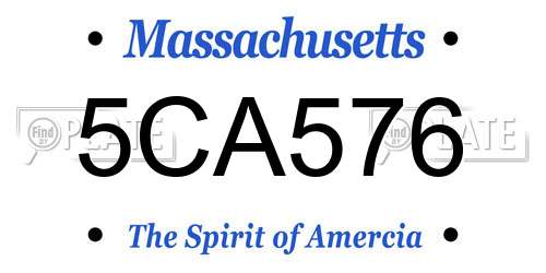 5CA576 Massachusetts License Plate
