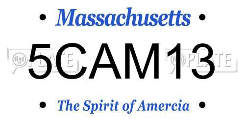 5CAM13 Massachusetts License Plate