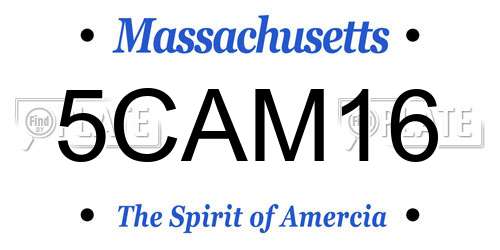 5CAM16 Massachusetts License Plate