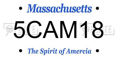 5CAM18 Massachusetts License Plate