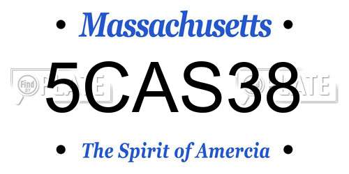 5CAS38 Massachusetts License Plate