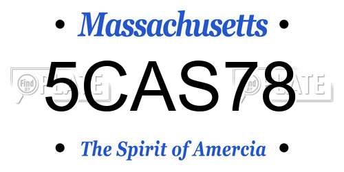 5CAS78 Massachusetts License Plate