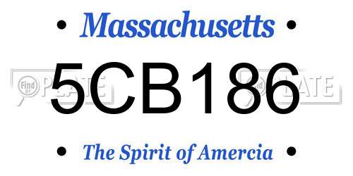 5CB186 Massachusetts License Plate