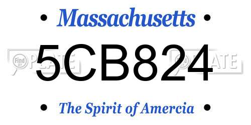 5CB824 Massachusetts License Plate