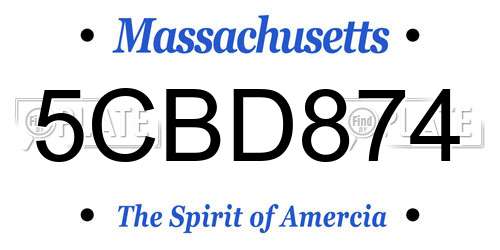 5CBD874 Massachusetts License Plate