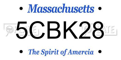 5CBK28 Massachusetts License Plate
