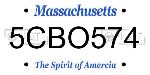 5CBO574 Massachusetts License Plate