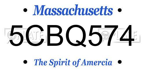 5CBQ574 Massachusetts License Plate