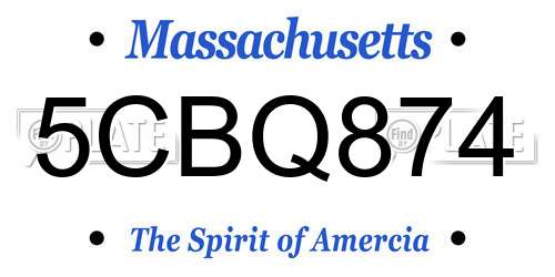 5CBQ874 Massachusetts License Plate