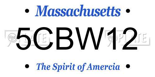 5CBW12 Massachusetts License Plate
