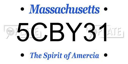 5CBY31 Massachusetts License Plate