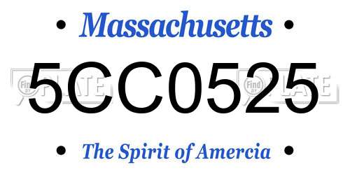 5CC0525 Massachusetts License Plate