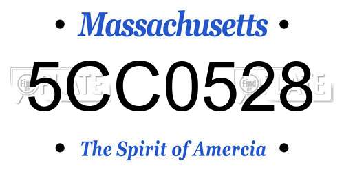 5CC0528 Massachusetts License Plate