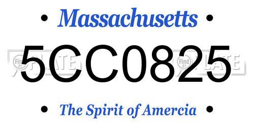 5CC0825 Massachusetts License Plate