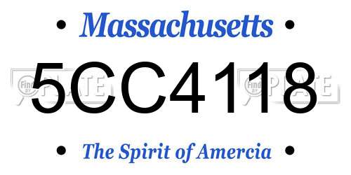 5CC4118 Massachusetts License Plate