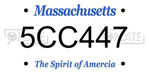 5CC447 Massachusetts License Plate