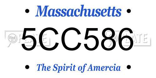 5CC586 Massachusetts License Plate
