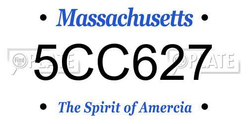 5CC627 Massachusetts License Plate