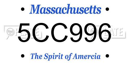 5CC996 Massachusetts License Plate
