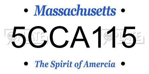 5CCA115 Massachusetts License Plate