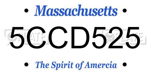 5CCD525 Massachusetts License Plate