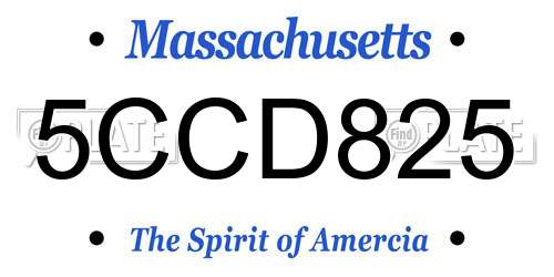 5CCD825 Massachusetts License Plate