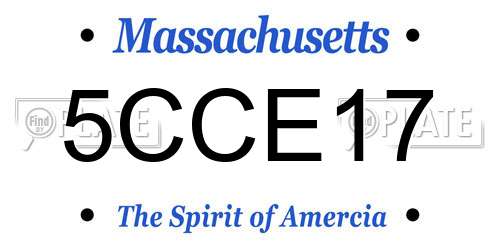 5CCE17 Massachusetts License Plate