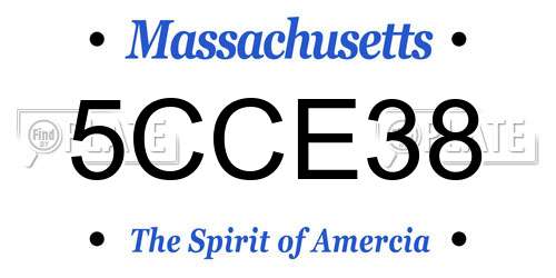 5CCE38 Massachusetts License Plate