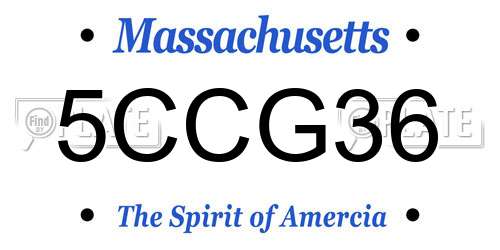 5CCG36 Massachusetts License Plate