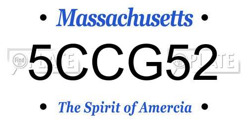 5CCG52 Massachusetts License Plate