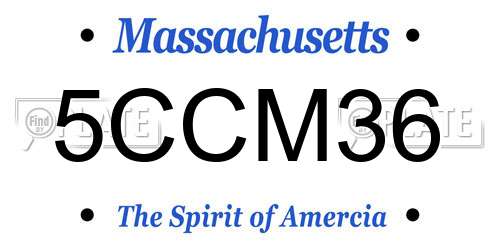 5CCM36 Massachusetts License Plate