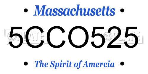 5CCO525 Massachusetts License Plate