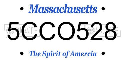 5CCO528 Massachusetts License Plate