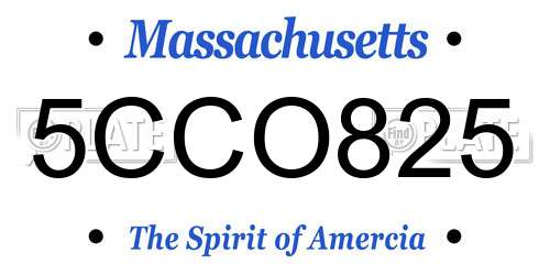 5CCO825 Massachusetts License Plate