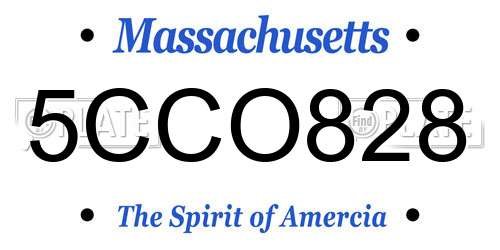 5CCO828 Massachusetts License Plate