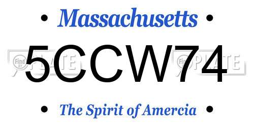 5CCW74 Massachusetts License Plate