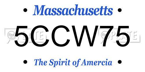 5CCW75 Massachusetts License Plate