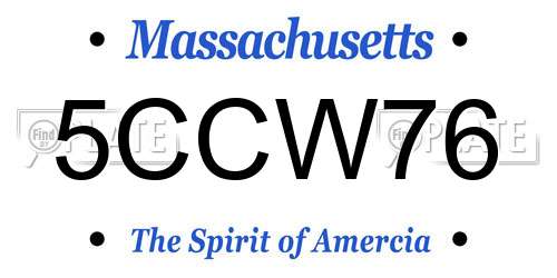 5CCW76 Massachusetts License Plate