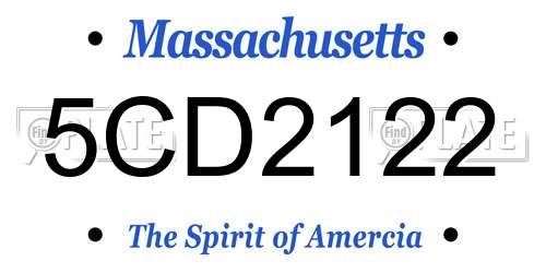 5CD2122 Massachusetts License Plate