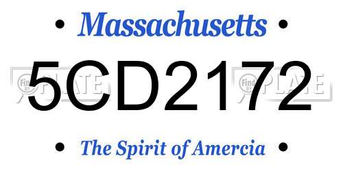 5CD2172 Massachusetts License Plate