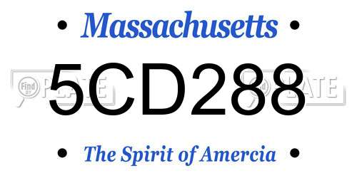 5CD288 Massachusetts License Plate
