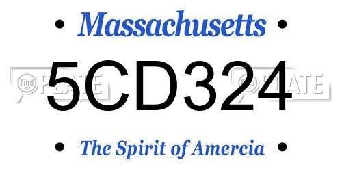 5CD324 Massachusetts License Plate