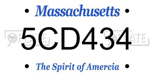 5CD434 Massachusetts License Plate