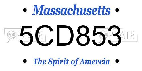 5CD853 Massachusetts License Plate