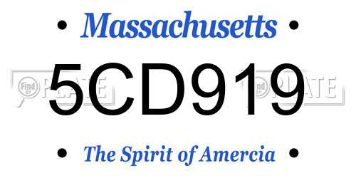 5CD919 Massachusetts License Plate