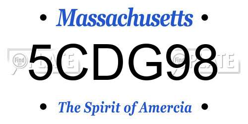 5CDG98 Massachusetts License Plate