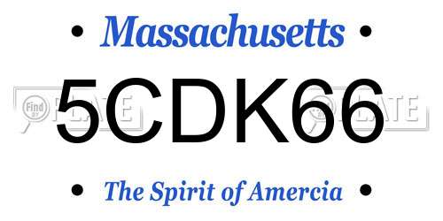 5CDK66 Massachusetts License Plate